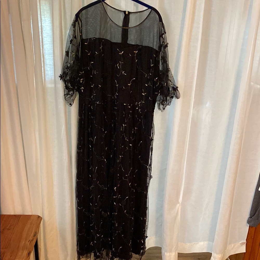Black Embellished Ruffled Maxi Dress